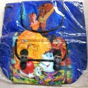 LOUNGEFLY DISNEY BEAUTY AND THE BEAST  CANVAS DRAWSTRING BACKPACK NWT RARE